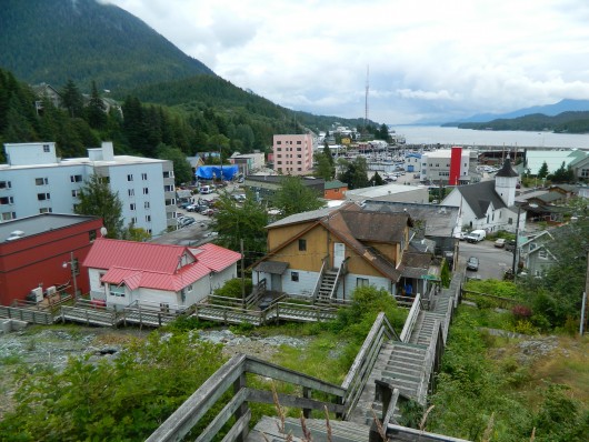 A view of Ketchikan from the top of the Edmonds Street stairs. Ketchikan Gateway Borough Assembly voted to postpone measures on a retail marijuana tax and a sales-tax cap increase during session Monday. (Photo courtesy of the state)