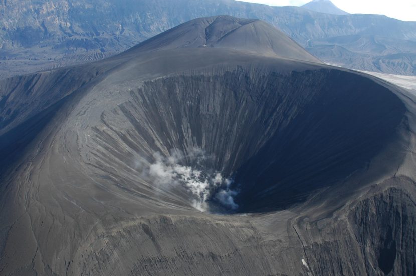 A team of scientists are using a process like a geological CAT scan to map the the inside of Okmok Volcano. (Photo by Alaska Volcano observatory, USGS/Wikimedia Commons)