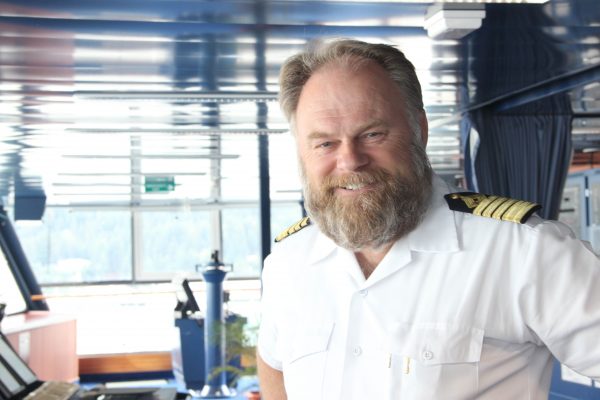 Captain Birger Vorland of the Crystal Serenity has spent 38 years at sea. "Nobody has ever planned a cruise as diligently and as detailed as Crystal Cruises has done for this particular voyage," he said. Photo: Rachel Waldholz, Alaska's Energy Desk