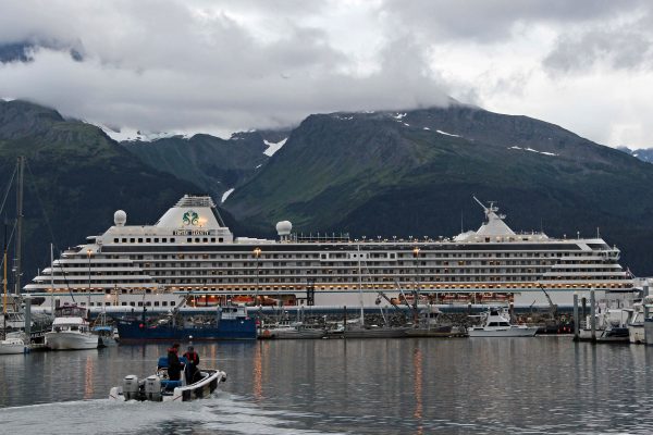 The Crystal Serenity is the largest passenger ship to traverse the Northwest Passage, traveling from Seward to New York City. Photo: Rachel Waldholz, Alaska's Energy Desk