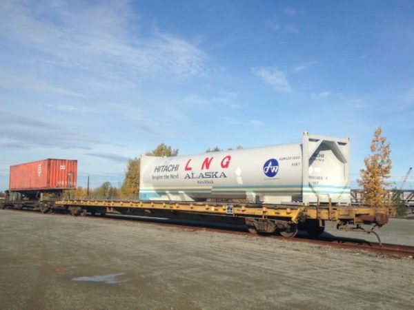 A cryogenic tank container used to carry liquefied natural gas by rail (photo by Elizabeth Harball).