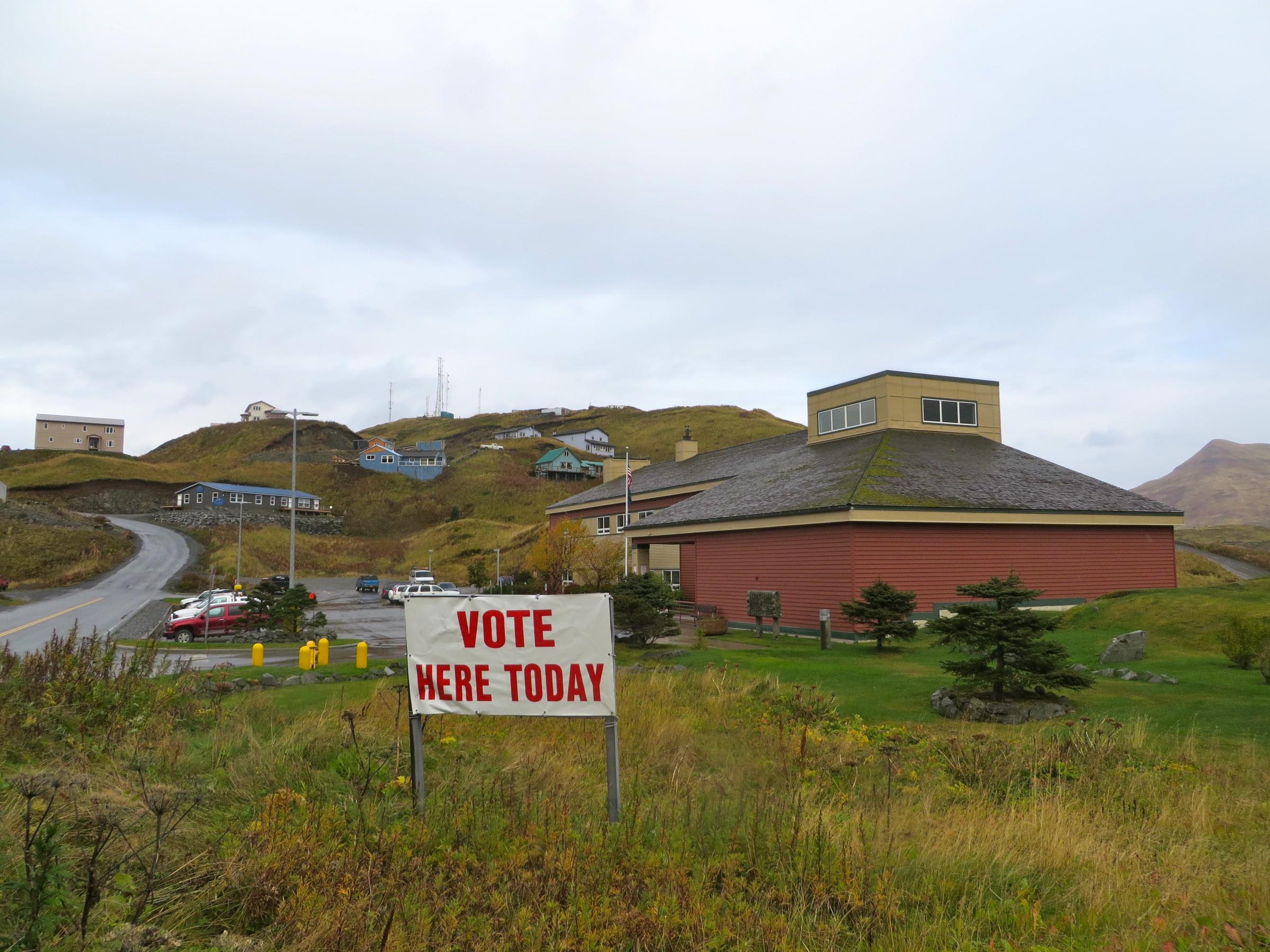 Election Day at Unalaska City Hall. (Photo by Laura Kraegel, KUCB - Unalaska)