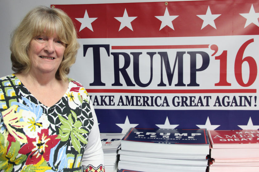 Margie Ward says she believes Donald Trump will win the presidency. But if he doesn’t, she worries there will be “a huge change, and it won’t be for the better – maybe what some people refer to as the last days.” (Photo by Rachel Waldholz, Alaska's Energy Desk - Anchorage)