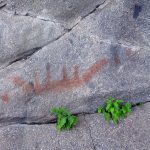 pictographs of canoes and sun