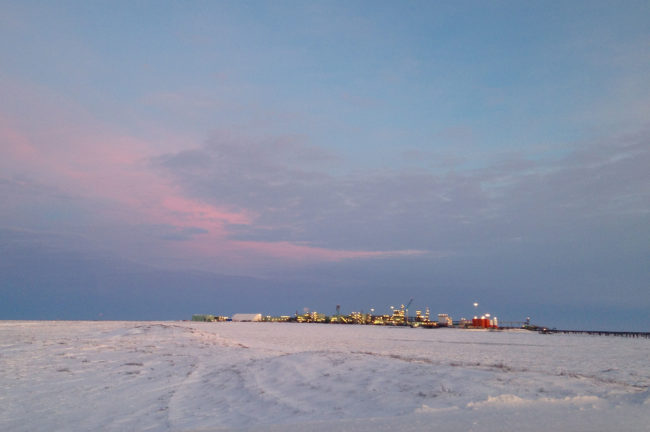 an oil facility in a remote, snowy area