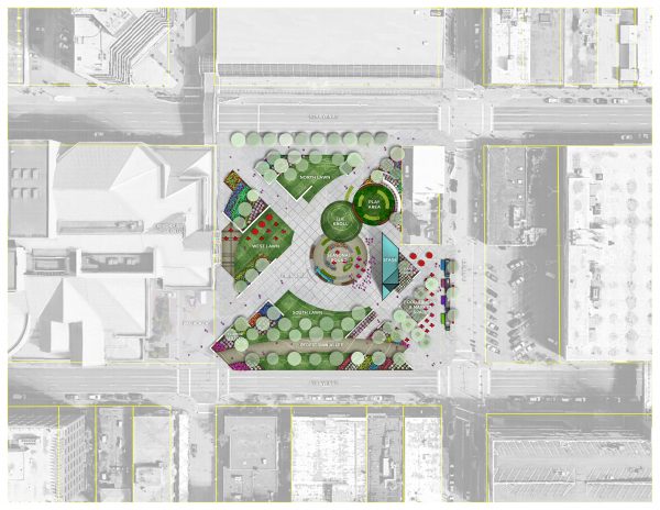A visual representation of the Parks and Recreation Department's "preferred concept" for Town Square Park. (Courtesy of Stephen Rafuse, Municipality of Anchorage, Parks and Recreation)