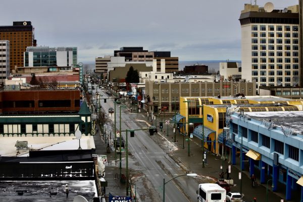 A downtown street in Anchorage, Alaska. 
