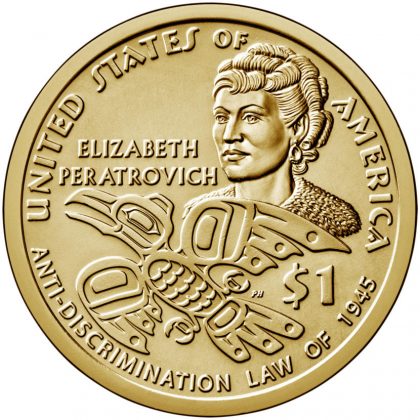 Coin commemorating Alaska Native civil rights leader Elizabeth ...