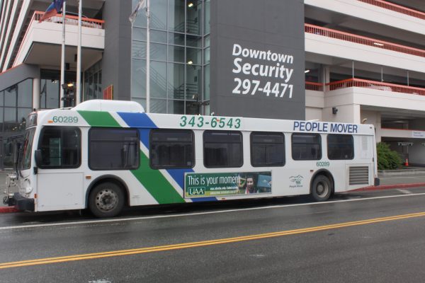 A People Mover bus in downtown Anchorage