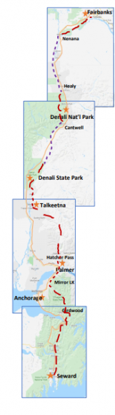 A map shows the route of the proposed Alaska Long Trail