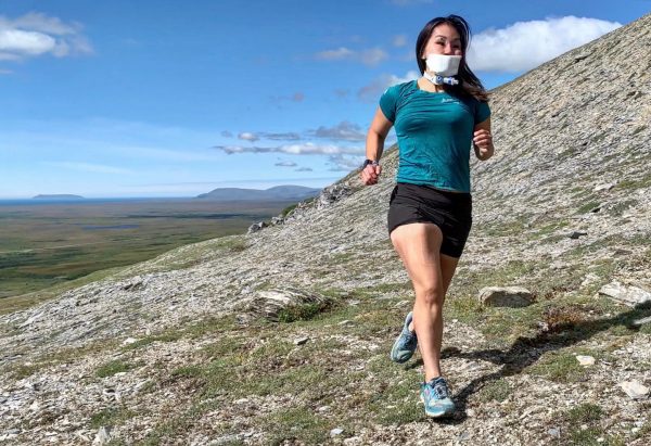 Carol Seppilu running outside of Nome, photo courtesy Carol Seppilu