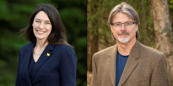 Side by side photos of Suzanne LaFrance and James Kaufman, candidates for House District 28.