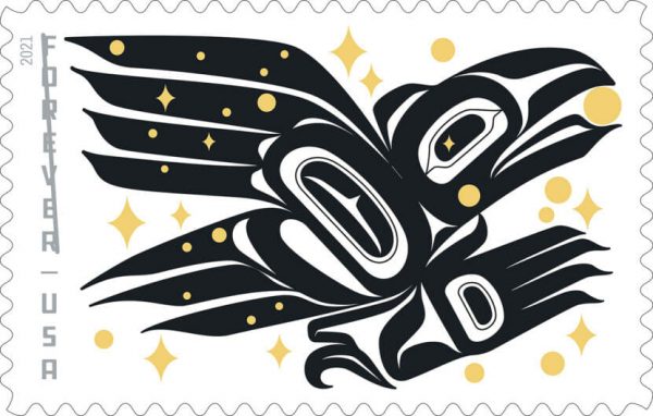 A black Tlingit designed eagle