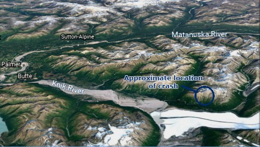 A satelite map of a mountainous area