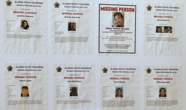 A bulletin board with several missing peersons papers