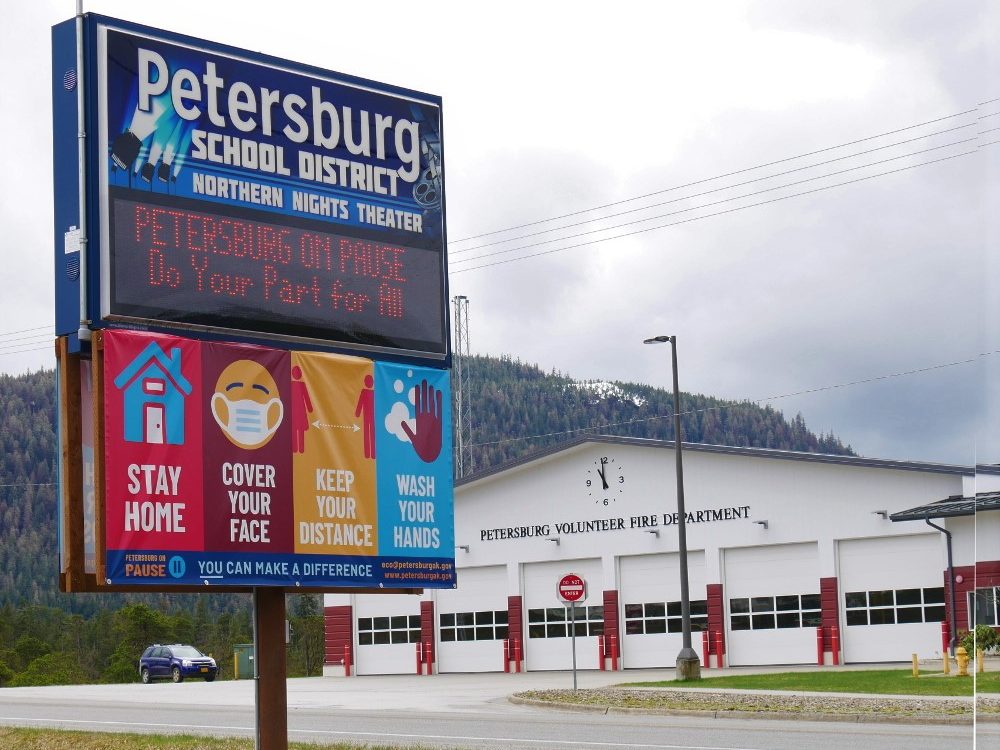 A sign for Petersburg School district