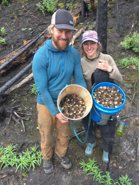 Tony Perelli and Becky King with morels