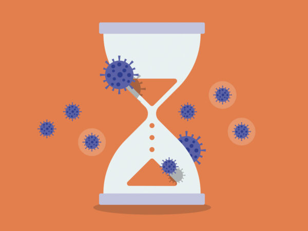 An image of germs and an hourglass.