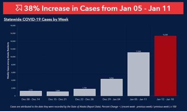 A chart shows that case have increased by 38%