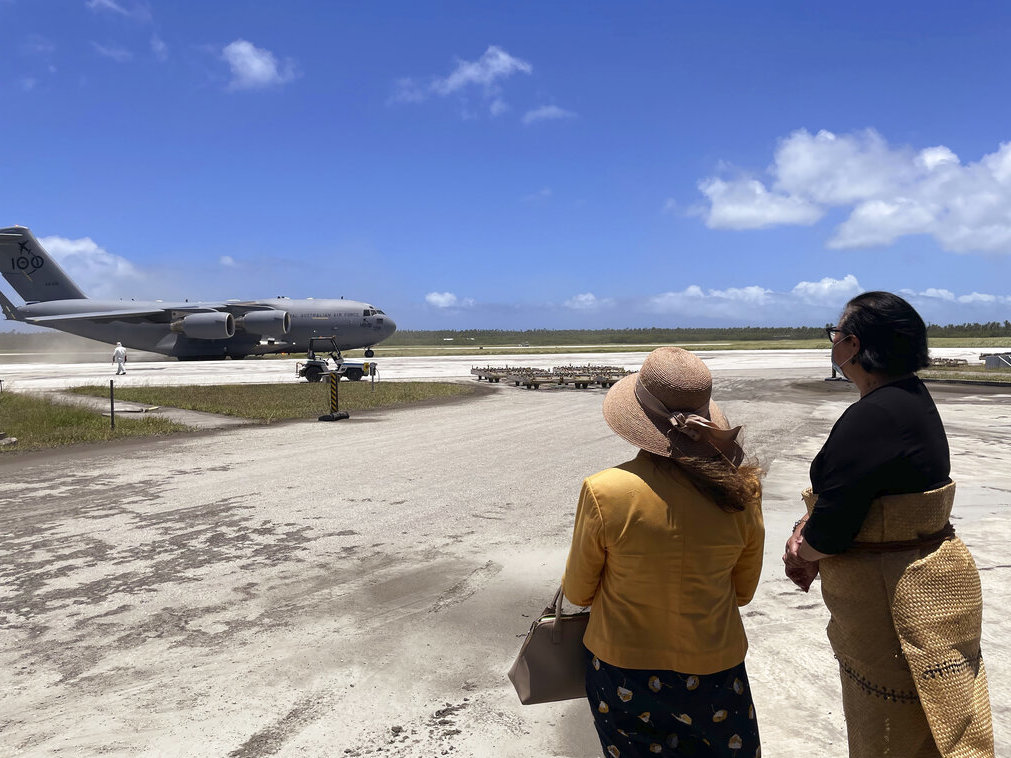 First aid flights arrive in Tonga after massive volcanic eruption
