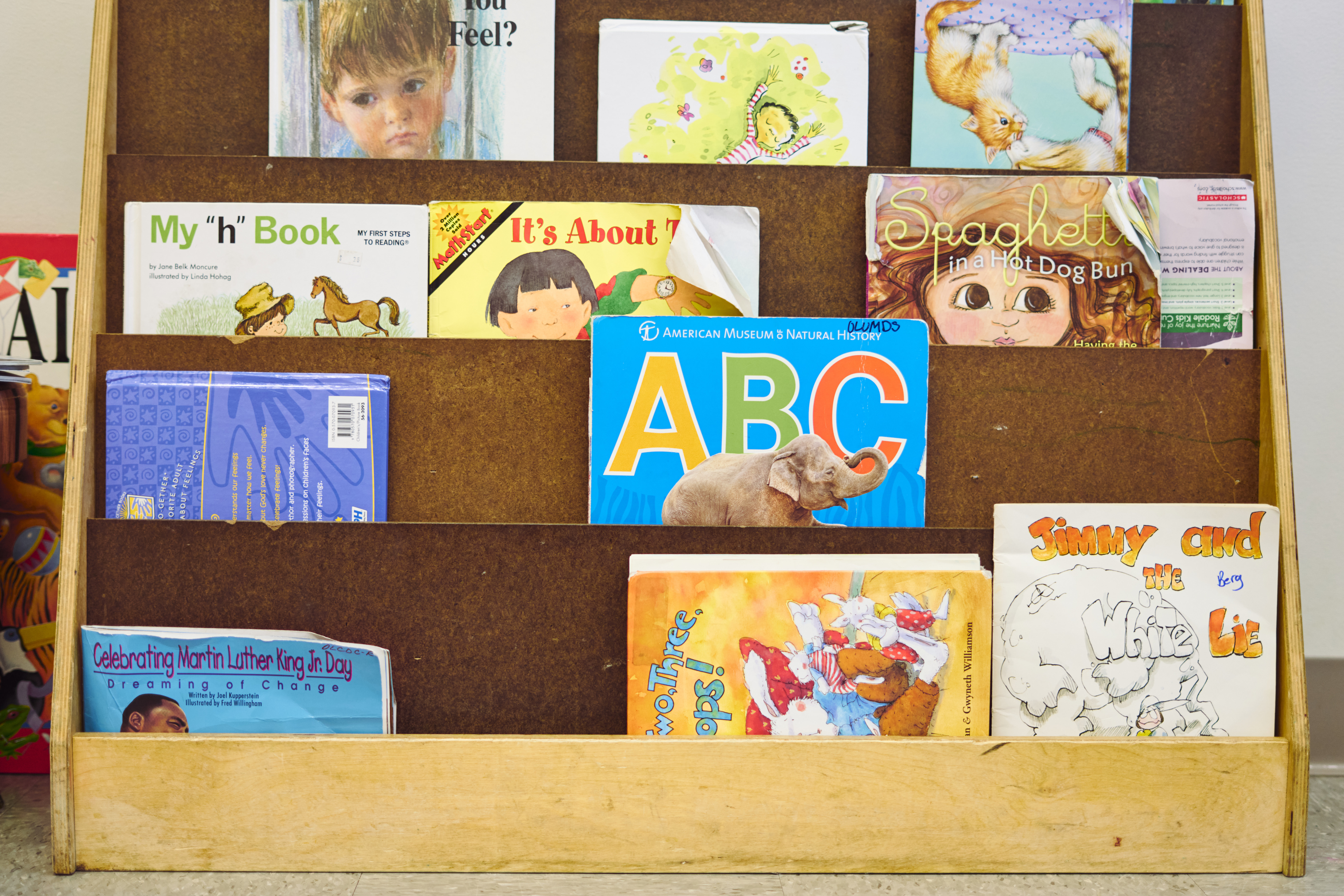 A children's book shelf