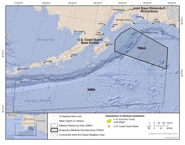 A map showing the Gulf of Alaska and southwest Alaska