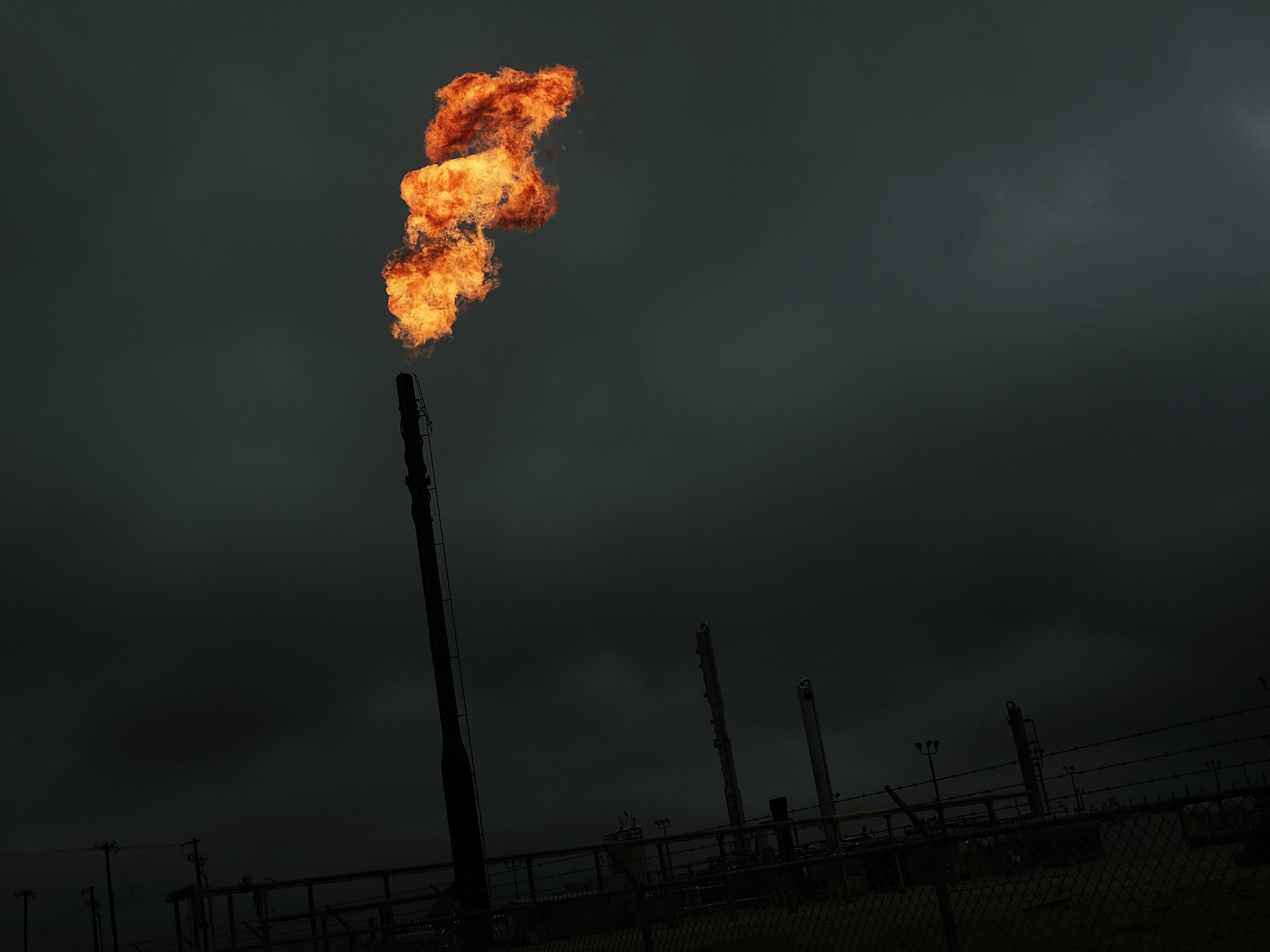 Flared natural gas is burned