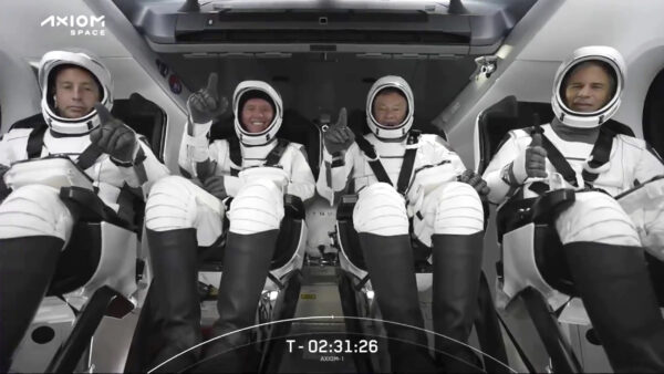 a crew in a spacecraft
