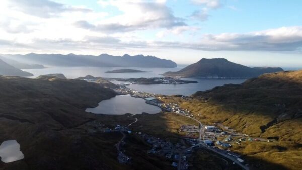 A sweeping view of the Unalaska Valley and Dutch Harbor