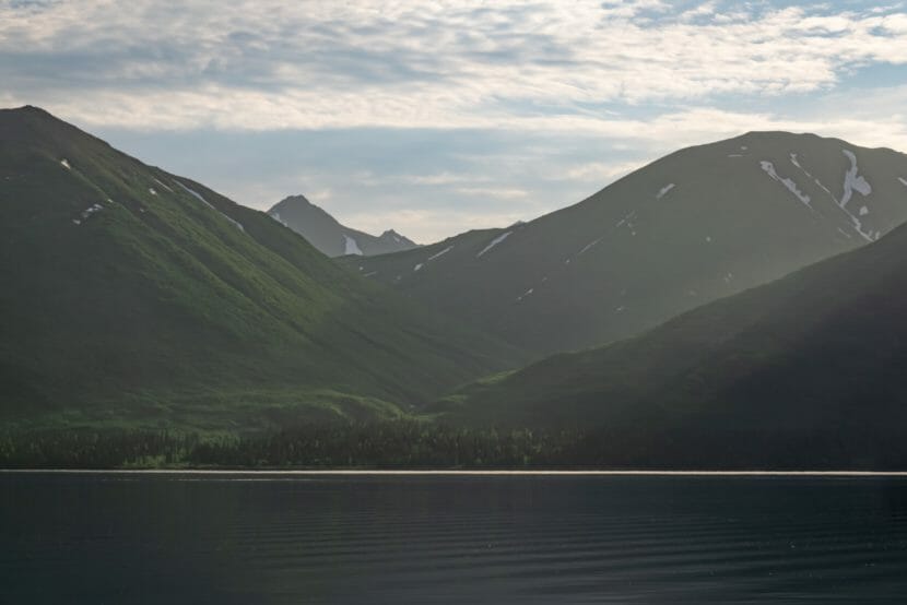 Exterior: a lake framed by mountains