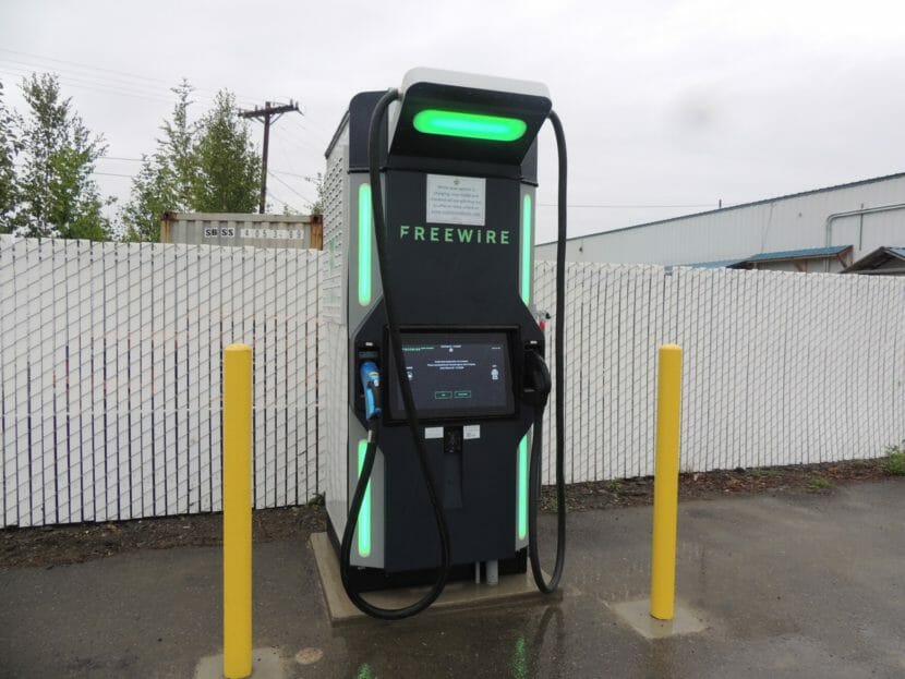 Exterior: an electric vehicle charging station.