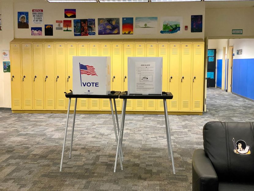 voting booths at a high school