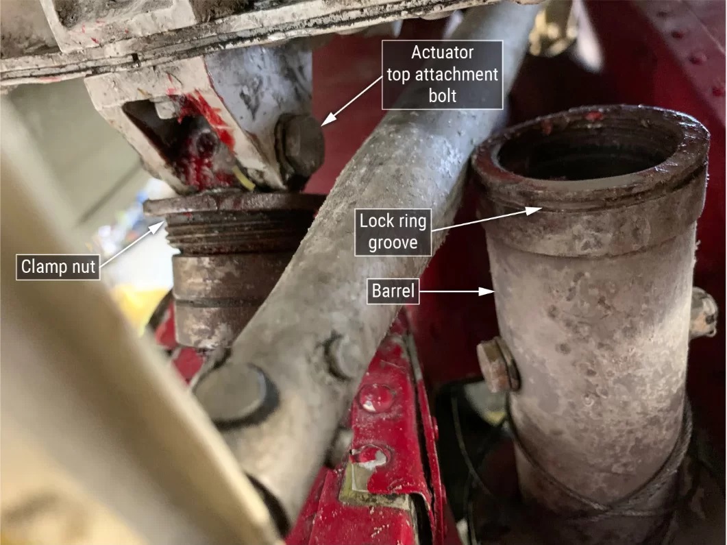 a photo of a crashed Otter plane's stabilizer components