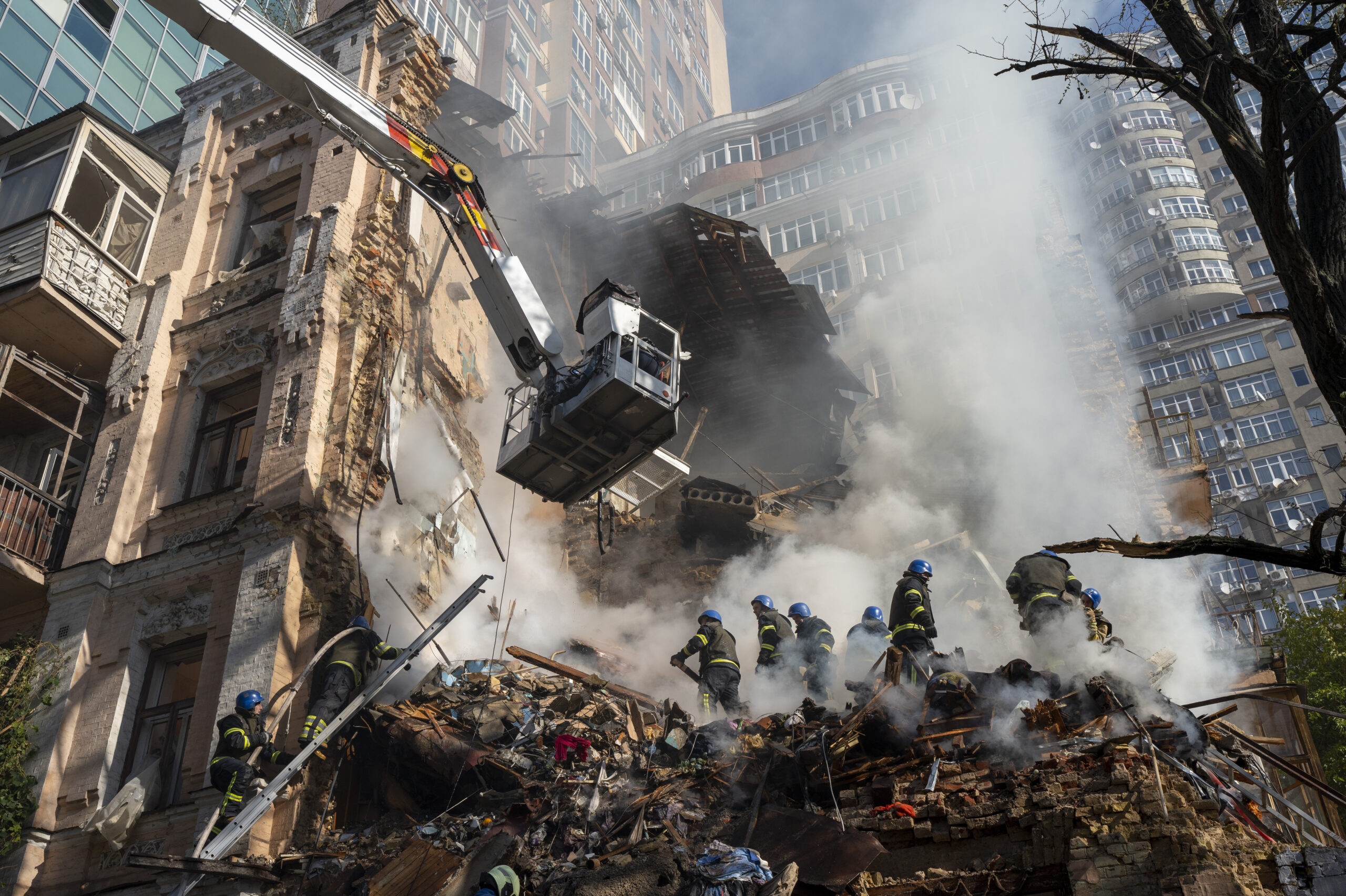 a destroyed building in Ukraine