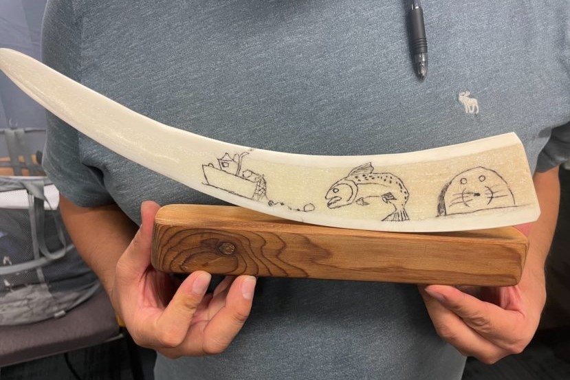 a carved tusk