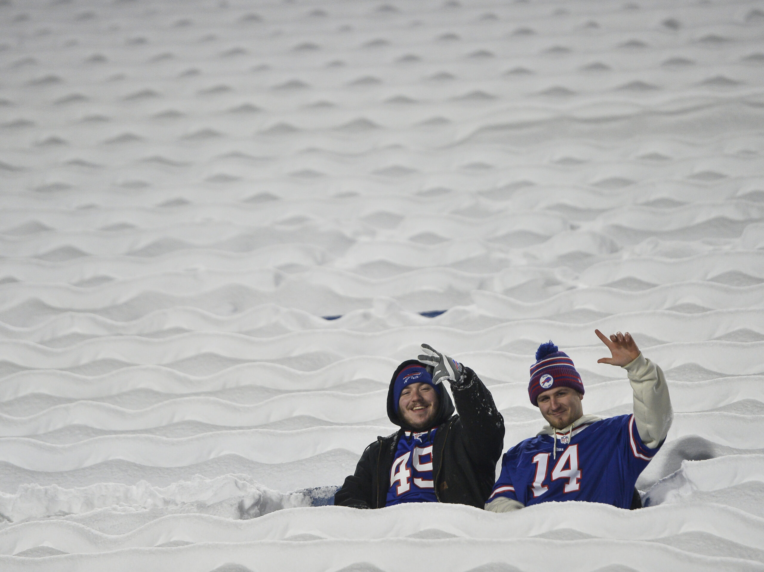 two frozen football fans