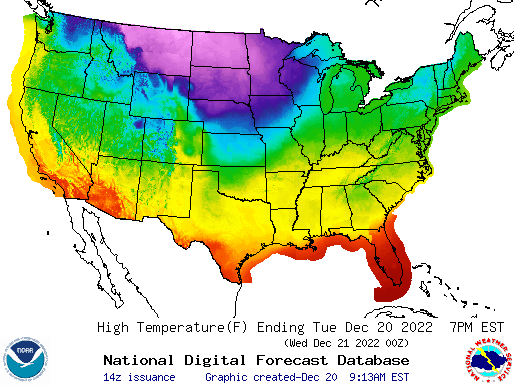 a U.S. temperature map