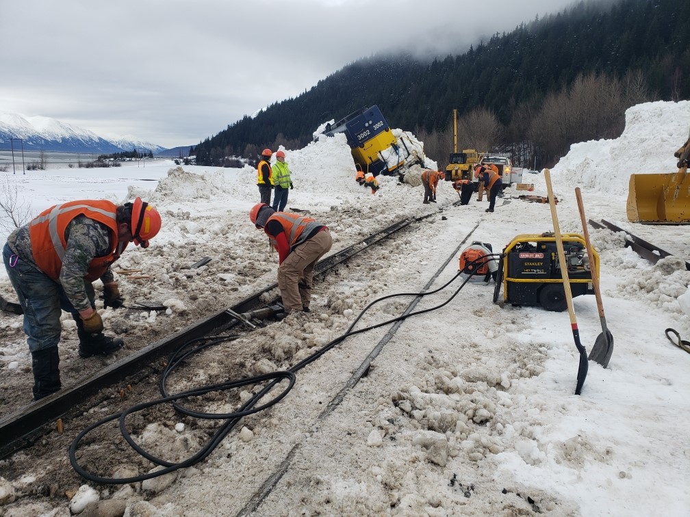 Alaska Railroad crew working on tracks