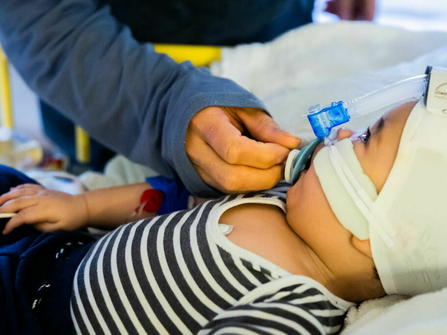 a young child in the hospital