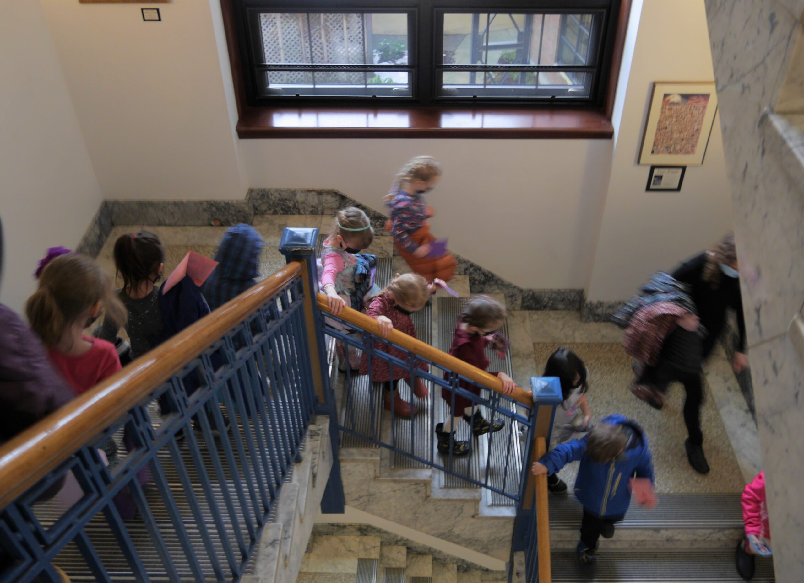 children on stairs