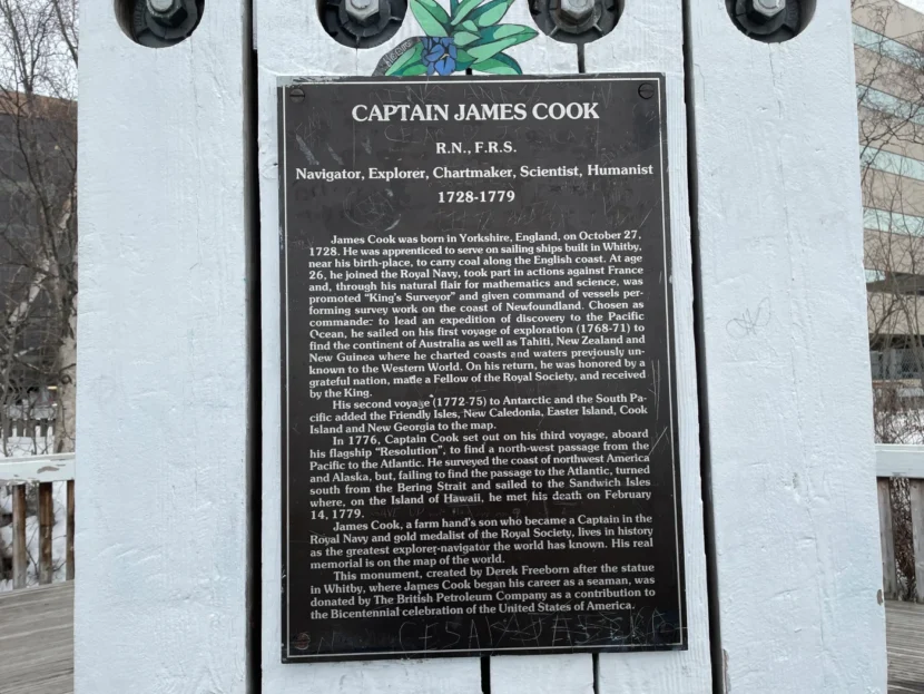 a plaque on Captain James Cook