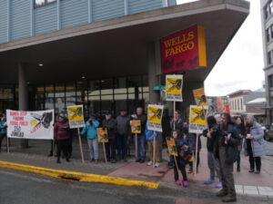 a Juneau banking protest