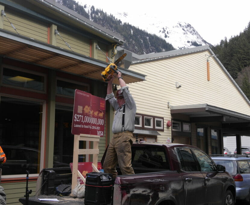 a Juneau banking protest