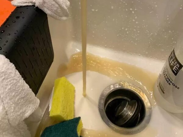 brown water comes out of sink