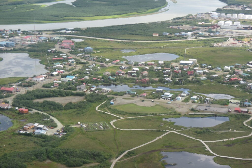 an aerial view of a remote community