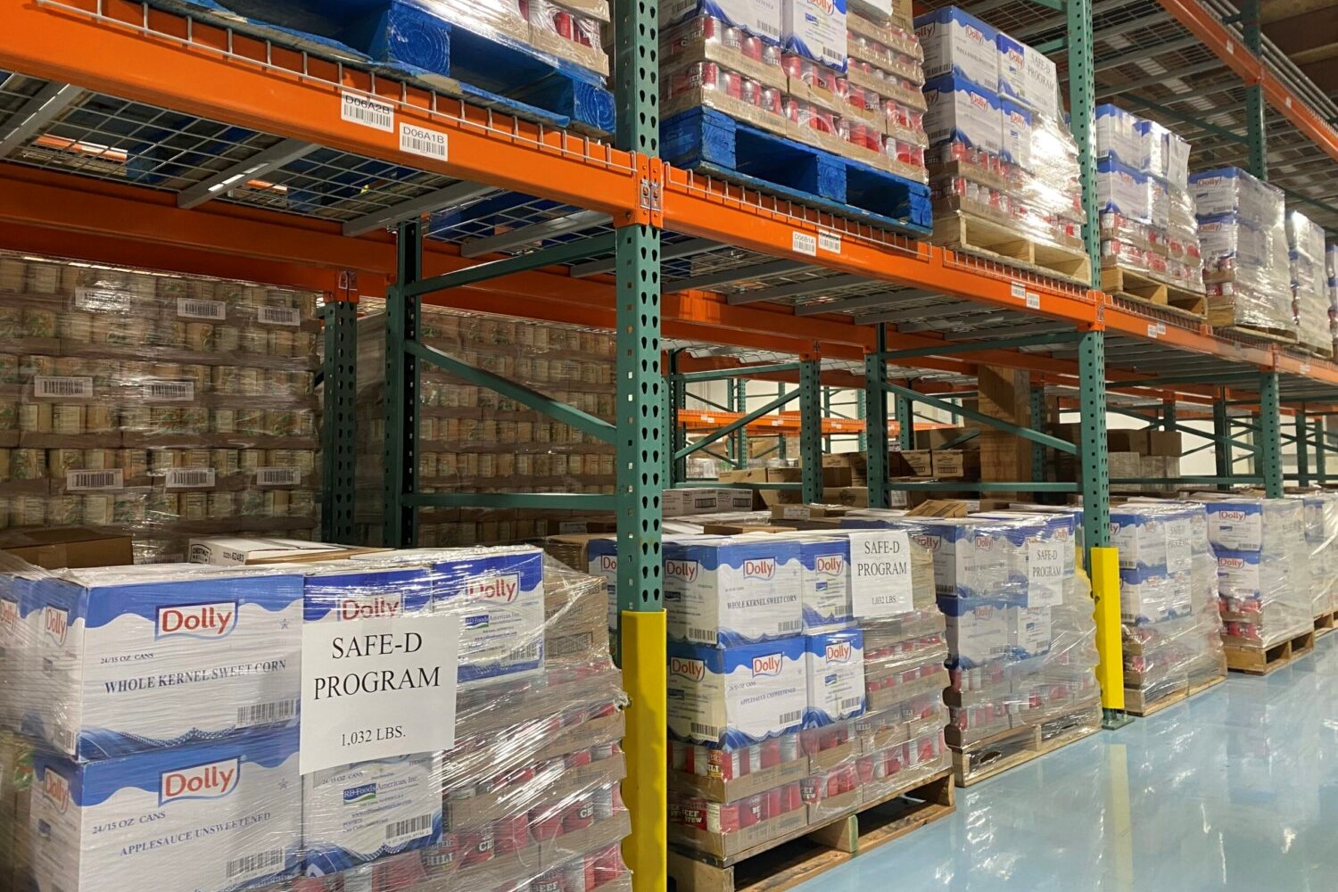 boxes of food in a warehouse
