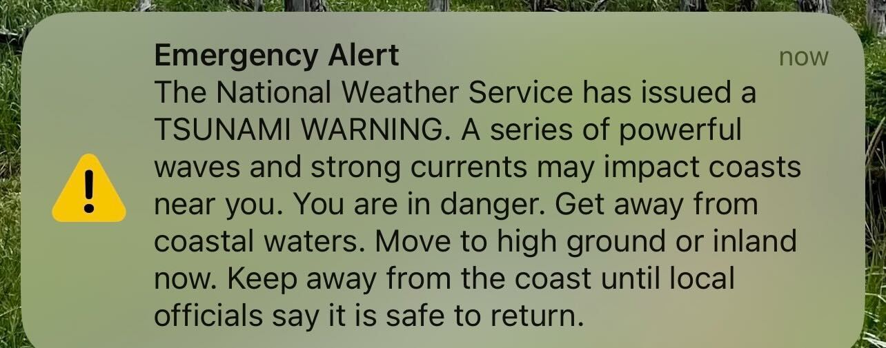 an emergency alert on a cellphone