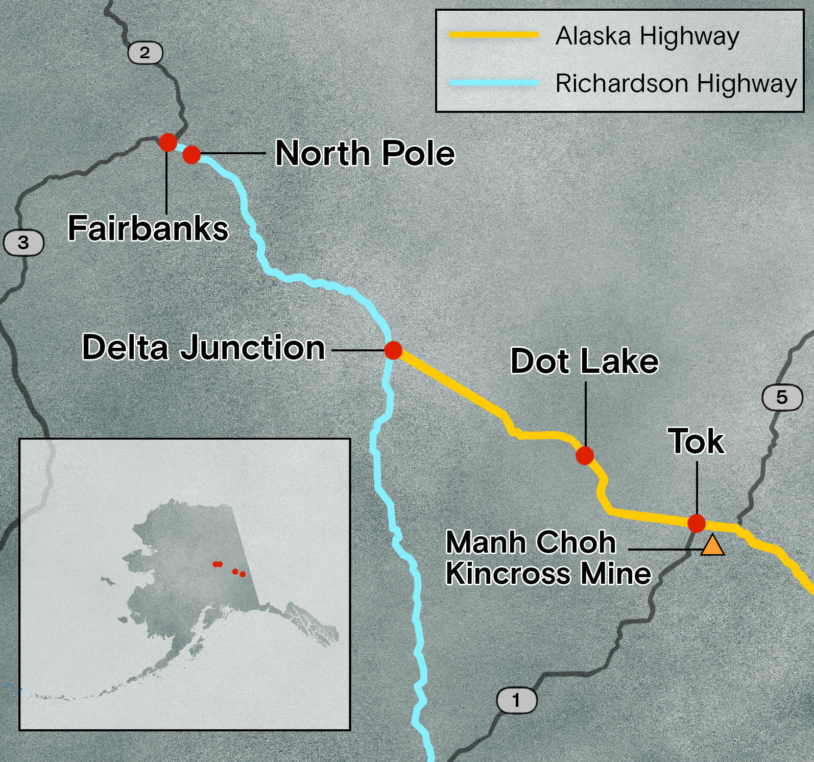 a map of the Alaska and Richardson highways