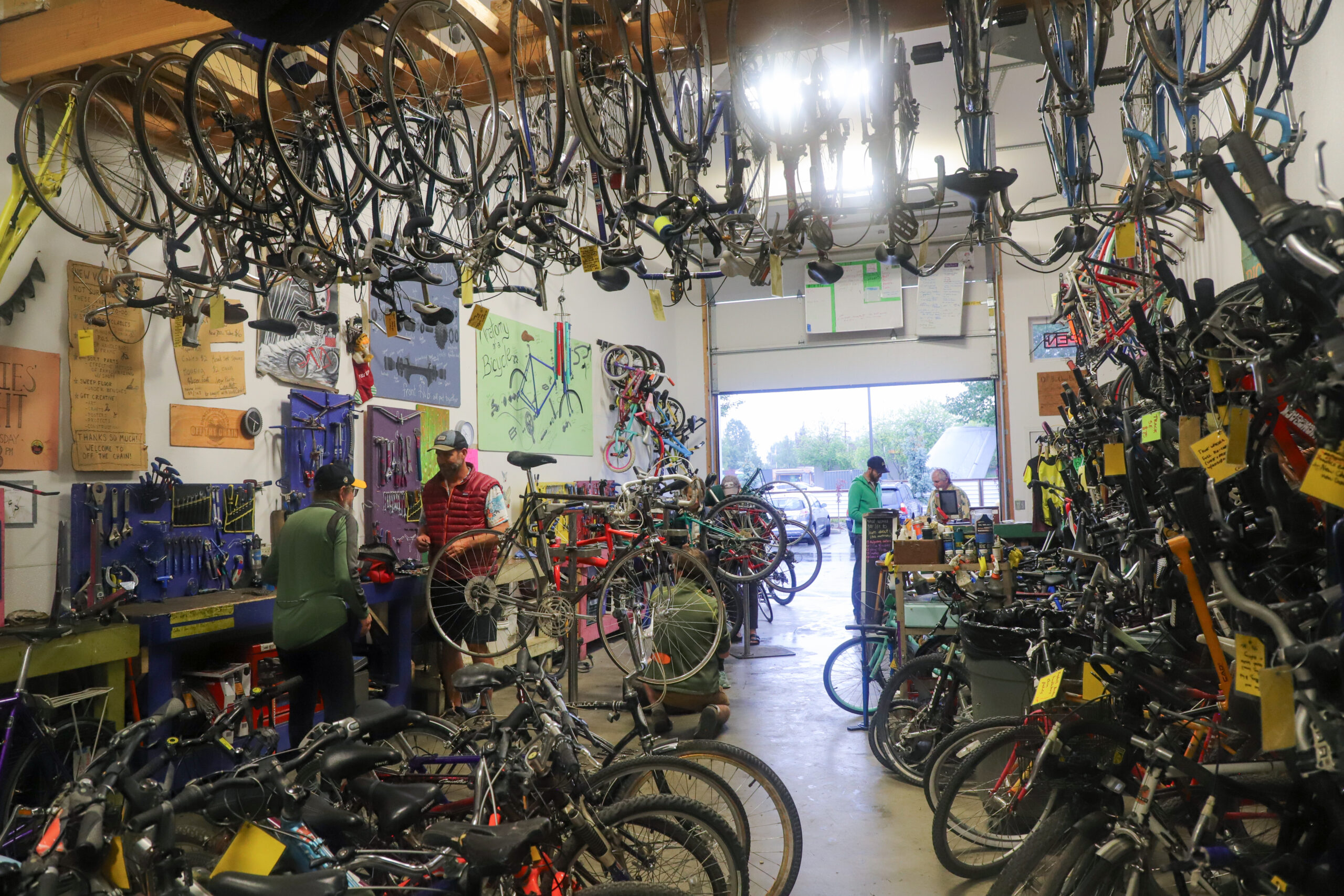 A room filled with bicycles.