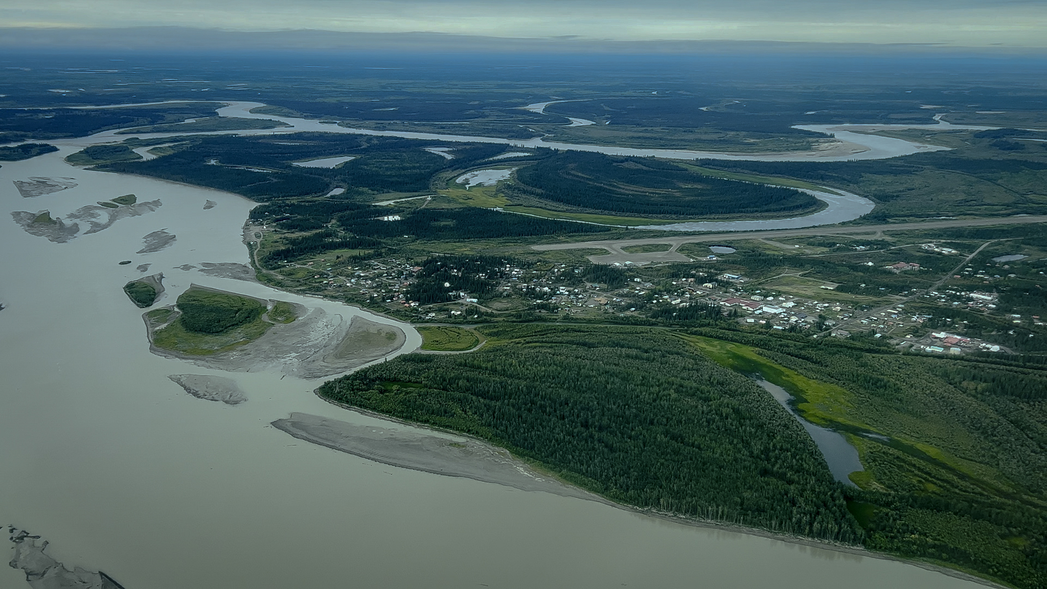 An aerial view of Fort Yukon.
